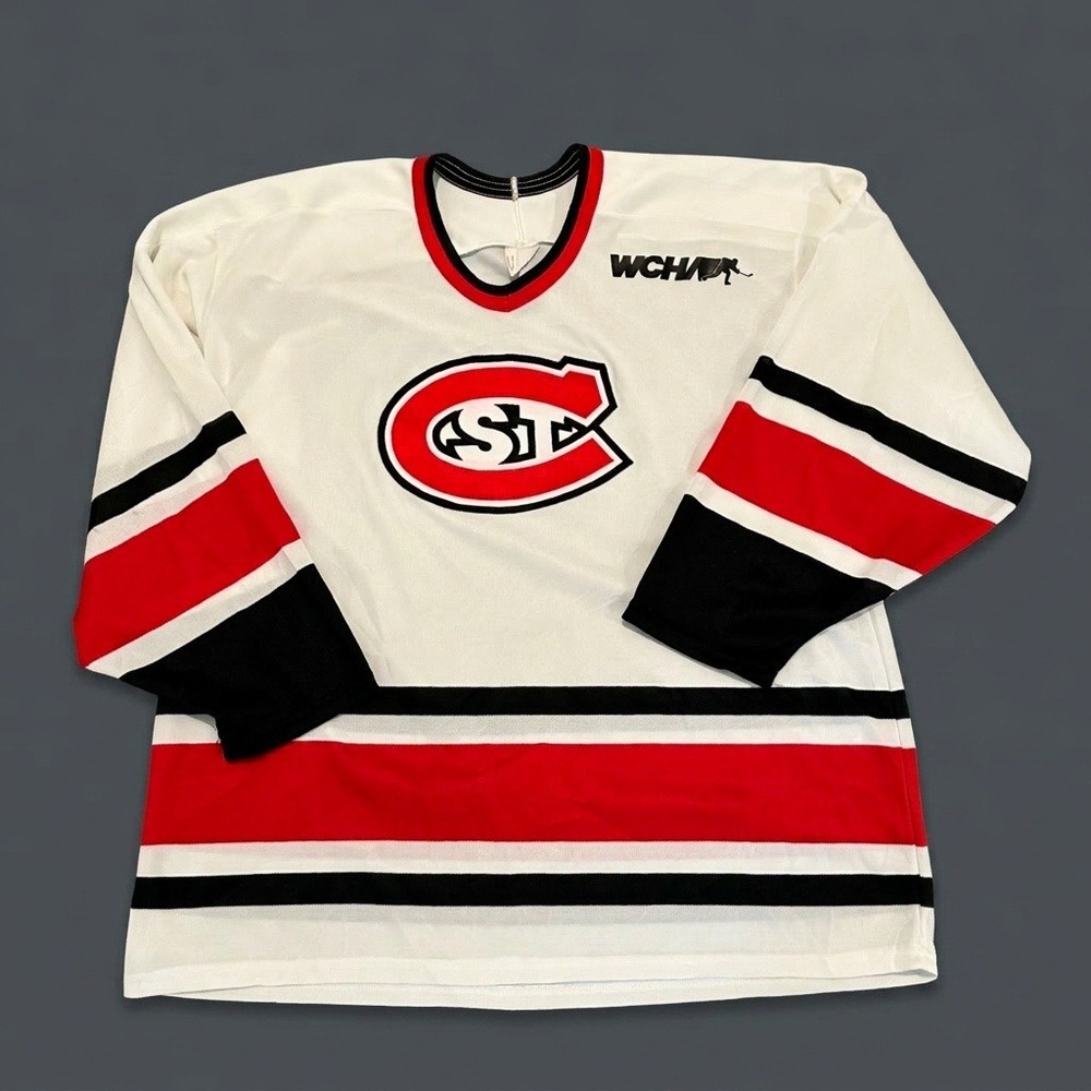 Vintage CCM Maska St. Cloud State Huskies Hockey Jersey Mens L/XL White WCHA